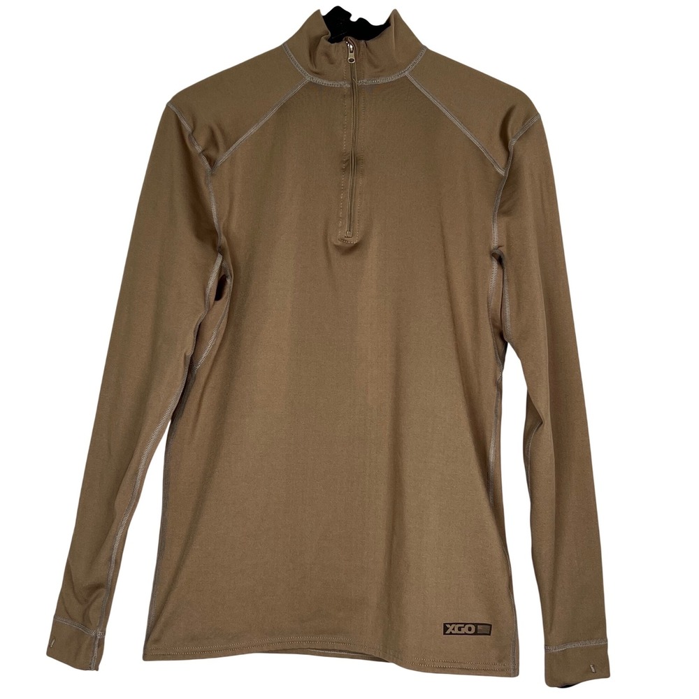 XGO Phase 4 Quarter Zip Base Layer Mens Small Coyote Brown Tactical Fleece